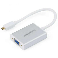 Bộ chuyển đổi vỏ nhôm với micro USB và 3,5mm audio port Micro HDMI ra VGA cái model MM111 trắng Ugreen 40222