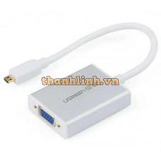 Bộ chuyển đổi vỏ nhôm với micro USB và 3,5mm audio port Micro HDMI ra VGA cái model MM111 trắng Ugreen 40222