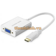 Bộ chuyển đổi vỏ nhôm với micro USB và 3,5mm audio port HDMI ra VGA cái Mini model MM112 bạc Ugreen 40217