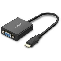Với micro USB và 3,5mm audio port bộ chuyển đổi vỏ nhựa ABS HDMI ra VGA cái Mini model MM112 đen Ugreen 40270