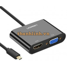 Cáp chuyển đổi Micro HDMI to VGA và HDMI + Audio chính hãng Ugreen 30355 cao cấp