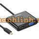 Cáp chuyển đổi Micro HDMI to VGA và HDMI + Audio chính hãng Ugreen 30355 cao cấp