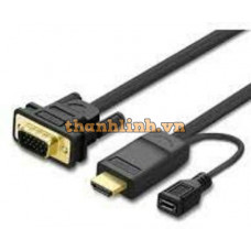 Cáp chuyển đổi HDMI to VGA 1,5m hỗ trợ nguồn chính hãng Ugreen 30449 cao cấp