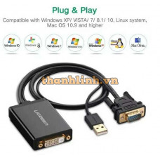 Bộ chuyển đổi D ( 24+1 ) cái VGA đực ra DVI model MM119 đen Ugreen 30839