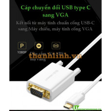 Cáp Type-C ra VGA model MM122 1,5M trắng 1080P Ugreen 30842