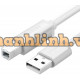 Cáp USB 2.0 A đực ra B cái model US104 trắng 3M Ugreen 10481