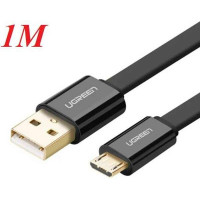 Cáp dẹp USB 2.0 ra Micro USB model US118 đen 1M Ugreen 30676