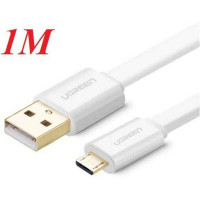 Cáp dẹp USB 2.0 ra Micro USB model US118 trắng 0,25M Ugreen 30679