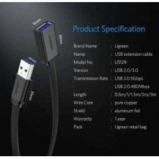 Cáp nối dài USB 3.0 dây dẹt dài 0.5M âm dương chính hãng Ugreen 30128 cao cấp