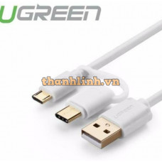 Cáp dữ liệu USB 2.0 ra Micro USB + Type-C model US142 trắng 0,5M Ugreen 30170