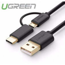 Cáp dữ liệu USB 2.0 ra Micro USB + Type-C model US142 đen 0,25M Ugreen 30172
