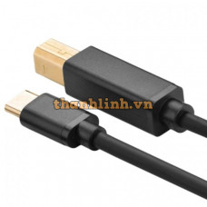 Cáp mạ vàng USB Type-C đực ra USB 2.0 B đực model US152 đen 3M Ugreen 30182