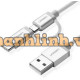 Cáp kèm bộ chuyển cổng Lightning vỏ nhôm Micro USB ra USB 1 5M trắng 1 5M trắng Ugreen 20749