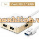 USB 3.0 4 Port Hub model US168 vàng 1M Ugreen 20784