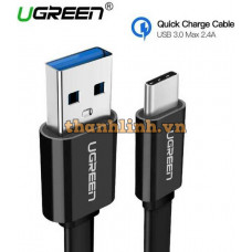 Cáp tròn USB 3.0 ra USB-C model US172 đen 0.5m Ugreen 30627