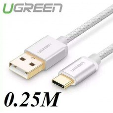Cáp nylon vải USB 2.0 ra USB-C model US174 trắng 0,25M Ugreen 20810