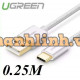 Cáp nylon vải USB 2.0 ra USB-C model US174 trắng 1M Ugreen 20812