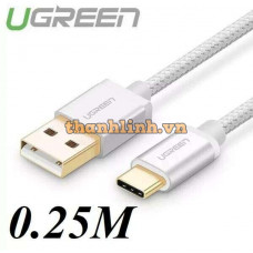 Cáp nylon vải USB 2.0 ra USB-C model US174 trắng 1,5M Ugreen 20813