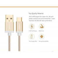 Cáp nylon vải USB 2.0 ra USB-C model US174 vàng 0,25M Ugreen 20858