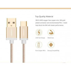 Cáp nylon vải USB 2.0 ra USB-C model US174 vàng 1,5M Ugreen 20861