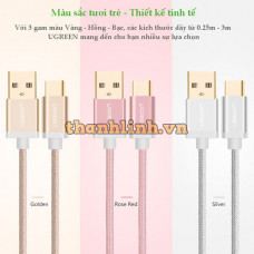 Cáp dữ liệu USB 2.0 ra Type-C model US174 trắng 1M Ugreen 30503
