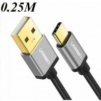 Cáp nylon vải USB 2.0 ra USB-C model US174 đen 0,25M Ugreen 30878