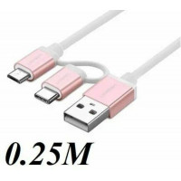 Bộ chuyển đổi cáp với USB-C Micro USB model US177 vàng hồng 1M Ugreen 30543