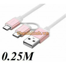 Bộ chuyển đổi cáp với USB-C Micro USB model US177 vàng hồng 2M Ugreen 30545