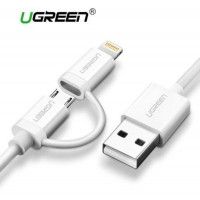 Cáp vỏ nhựa ABS túi nhôm USB2 0 ra Micro USB+ Lightning 1 5M trắng 1 5M trắng Ugreen 20877