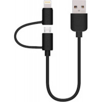 Cáp vỏ nhựa ABS túi nhôm USB2 0 ra Micro USB+ Lightning 0 5M đen 0 5M đen Ugreen 40939