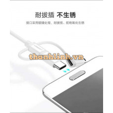 Cáp dữ liệu USB ra Micro USB+ USB-C + Mini USB US185 bạc 2M Ugreen 40769