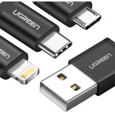 Cáp kèm bộ chuyển cổng Lightning vỏ nhôm Micro USB ra USB 1M đen 1M đen Ugreen 30461