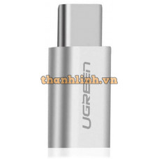 Bộ chuyển đổi vỏ nhôm USB-C đực ra Micro USB cái model US189 bạc Ugreen 20854