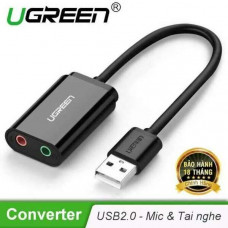 Card sound USB 2.0 to 3.5mm chính hãng Ugreen 30724 cao cấp