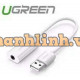 Card sound USB 2.0 to 3.5mm Mic & Loa chính hãng Ugreen 30712