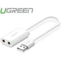 Bộ chuyển đổi vỏ nhôm USB 2.0 External Sound model US218 bạc Ugreen 30801
