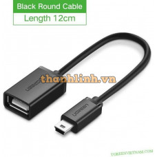 Cáp dẹp MIni USB đực ra USB cái OTG model US249 Elbow đen Ugreen 50207