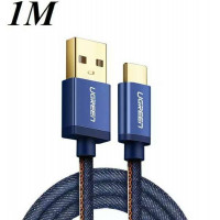 Cáp bện sạc và truyền dữ liệu USB 2.0 ra Type-C model US250 xanh 0,5M Ugreen 40343