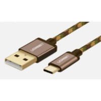 Cáp bện sạc và truyền dữ liệu USB 2.0 ra Type-C model US250 Brown 0,5M Ugreen 40428