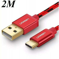 Cáp bện sạc và truyền dữ liệu USB 2.0 ra Type-C model US250 đỏ 0,5M Ugreen 40483