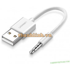 Sạc USB A đực ra 3,5mm đực ipod model US260 trắng Ugreen 50146