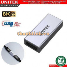 Đầu nối USB4 Type-C Thunderbolt 4 âm/âm Unitek A1036GY, hỗ trợ 8K@60Hz, 40Gbps, sạc PD 240W