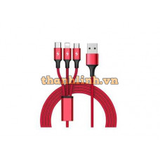 Cáp Sạc 3 Cổng USB-A -> Type-C + Micro USB + Lightning UNITEK C4049RD