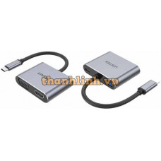 Hub 4 Trong 1 Type-C -> VGA + HDMI + USB-A + PD 100W UNITEK D1049A