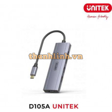 Bộ Chuyển Đổi 5 Cổng Type-C -> USB3.0 + HDMI 4K@30Hz + PD 100W UNITEK D105A
