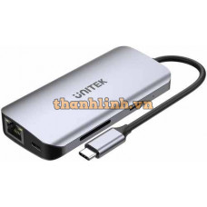 Hub Chia 5 Trong 1 Type-C -> USB + HDMI + LAN + PD + CardReader UNITEK D1122A01