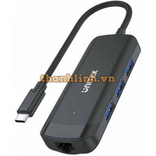 Hub Chia 2 Trong 1 Type-C -> USB3.0 + LAN UNITEK H1110A