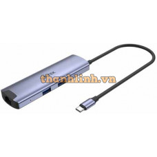 Bộ Chuyển Đổi 6 Cổng Type-C -> HDMI + USB + LAN + PD 100W UNITEK H1112F