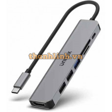 HUB Chia 5 Trong 1 Type-C -> HDMI + USB3.0 + USB2.0 + CardReader + PD 100W UNITEK H1118A