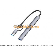 Hub Chia USB/Type-C -> 6 Cổng USB 2.0 Và 1 Cổng USB 3.0 UNITEK H1209AGY01
